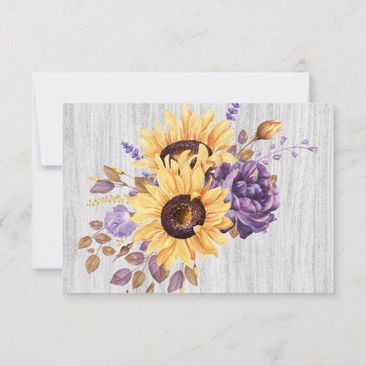 Spring Sunflower en Paarse Peony RSVP-kaarten RSVP Kaartje (Achterkant)