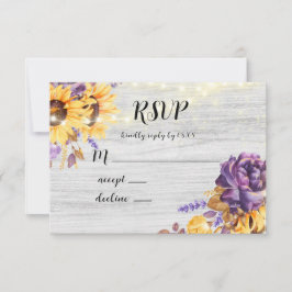 Spring Sunflower en Paarse Peony RSVP-kaarten RSVP Kaartje