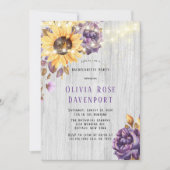 Spring Sunflower Paars Peony Bachelorette Party Kaart (Voorkant)