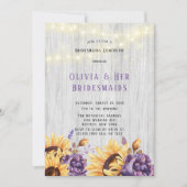 Spring Sunflower Paars Peony Bridesmaids Luncheon Kaart (Voorkant)