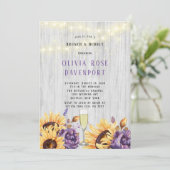 Spring Sunflower Paarse Peony Brunch en Bubble Kaart (Staand voorkant)