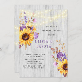 Spring Sunflower Paarse Peony Wedding Shower Kaart