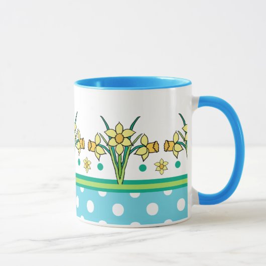 Spring Sunshine Daffodil Border, Polka Dots Mok (Rechts)