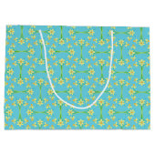 Spring Sunshine Daffodils op Blue Grote Gift Bag Large Cadeautasje (Achterkant)