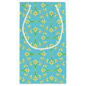 Spring Sunshine Daffodils op Blue Small Gift Bag Klein Cadeauzakje (Achterkant)