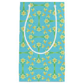 Spring Sunshine Daffodils op Blue Small Gift Bag Klein Cadeauzakje (Voorkant)