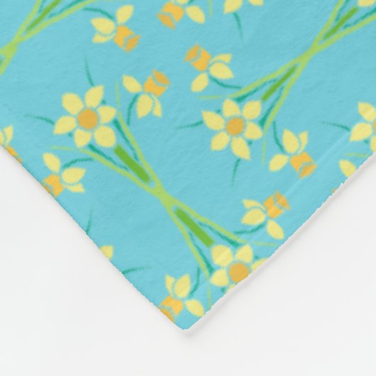 Spring Sunshine Daffodils Sky Blue Fleece Blanket (Hoek)