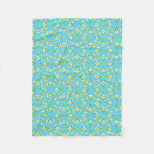 Spring Sunshine Daffodils Sky Blue Fleece Blanket Deken