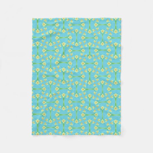 Spring Sunshine Daffodils Sky Blue Fleece Blanket Deken (Voorkant)