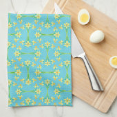Spring Sunshine Daffodils Sky Blue Kitchen Theedoek (Quarter Fold)