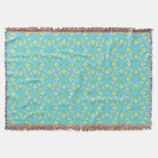 Spring Sunshine Daffodils Sky Blue Throw Blanket Deken (Voorkant)