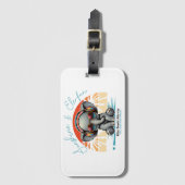 Spring Sunshine en Ele-fun Retro Beach Getaway Bagagelabel (Voorkant (verticaal))