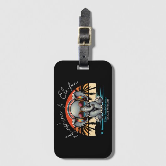 Spring Sunshine en Ele-fun Retro Beach Getaway Bagagelabel (Voorkant (verticaal))