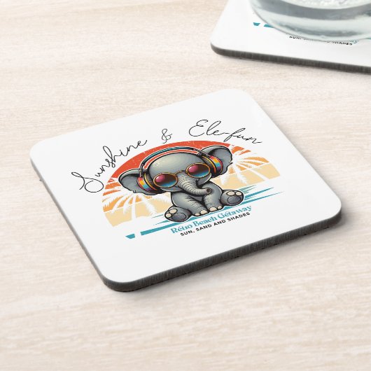 Spring Sunshine en Ele-fun Retro Beach Getaway Bier Onderzetter (Linkerzijde)