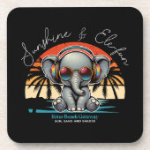 Spring Sunshine en Ele-fun Retro Beach Getaway Bier Onderzetter (Voorkant)