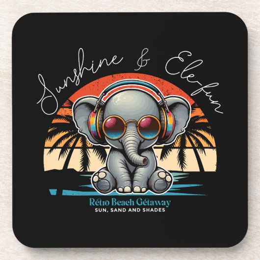 Spring Sunshine en Ele-fun Retro Beach Getaway Bier Onderzetter (Voorkant)
