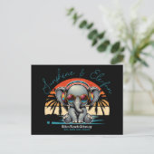 Spring Sunshine en Ele-fun Retro Beach Getaway Briefkaart (Staand voorkant)