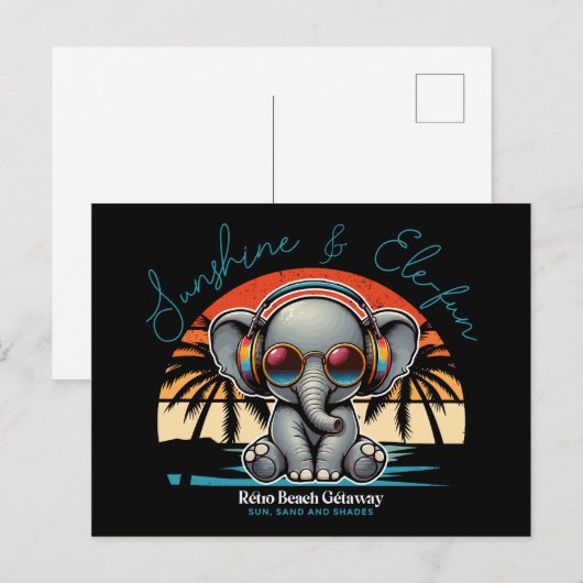 Spring Sunshine en Ele-fun Retro Beach Getaway Briefkaart (Voorkant / Achterkant)