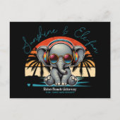 Spring Sunshine en Ele-fun Retro Beach Getaway Briefkaart (Voorkant)