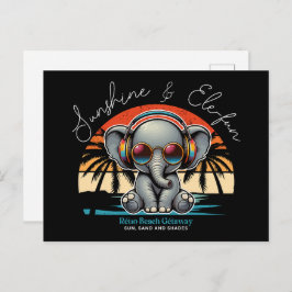 Spring Sunshine en Ele-fun Retro Beach Getaway Briefkaart