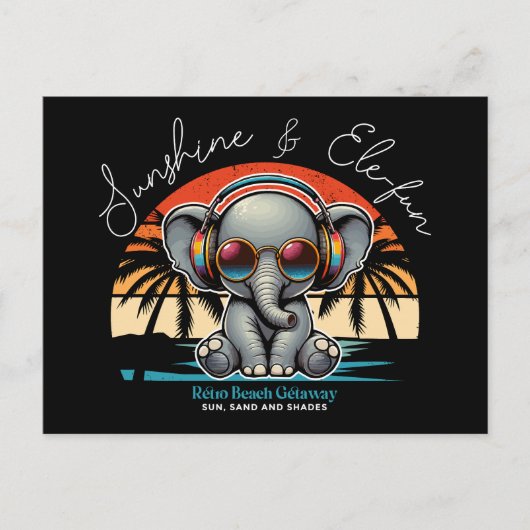 Spring Sunshine en Ele-fun Retro Beach Getaway Briefkaart (Voorkant)