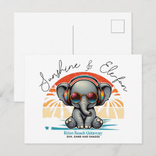 Spring Sunshine en Ele-fun Retro Beach Getaway Briefkaart
