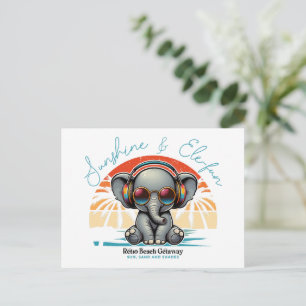 Spring Sunshine en Ele-fun Retro Beach Getaway Feestdagenkaart