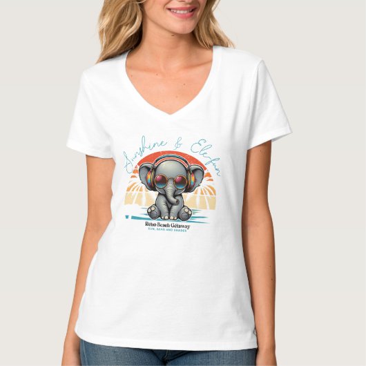 Spring Sunshine en Ele-fun Retro Beach Getaway T-shirt (Voorkant)