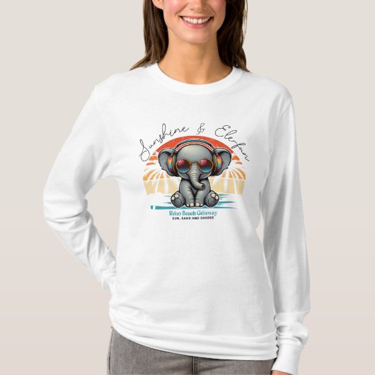 Spring Sunshine en Ele-fun Retro Beach Getaway T-shirt (Voorkant)