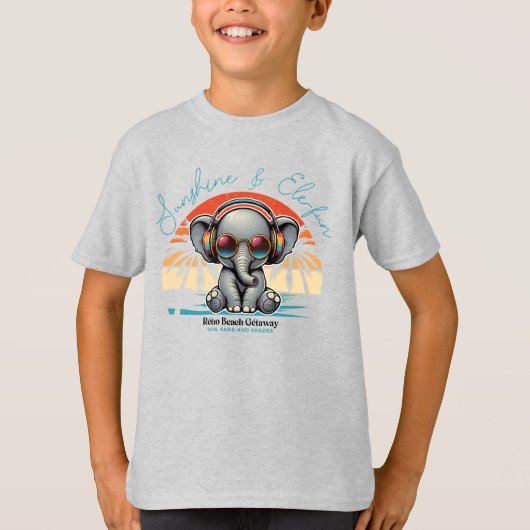 Spring Sunshine en Ele-fun Retro Beach Getaway T-shirt (Voorkant)
