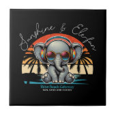 Spring Sunshine en Ele-fun Retro Beach Getaway Tegeltje (Voorkant)