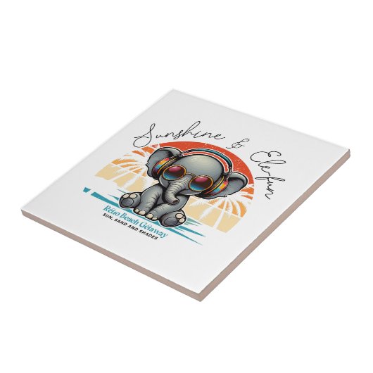 Spring Sunshine en Ele-fun Retro Beach Getaway Tegeltje (Zijkant)