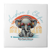 Spring Sunshine en Ele-fun Retro Beach Getaway Tegeltje (Voorkant)