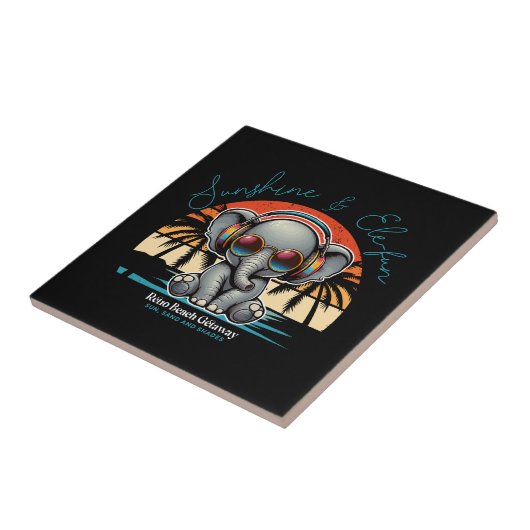 Spring Sunshine en Ele-fun Retro Beach Getaway Tegeltje (Zijkant)