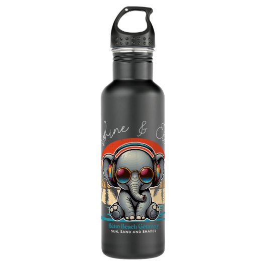 Spring Sunshine en Ele-fun Retro Beach Getaway Waterfles (Voorkant)