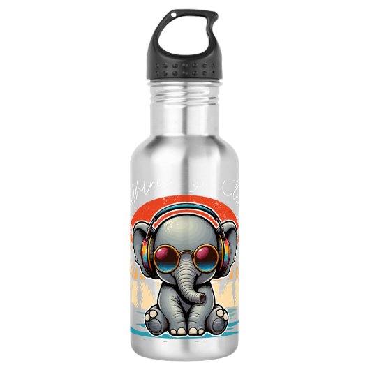 Spring Sunshine en Ele-fun Retro Beach Getaway Waterfles (Voorkant)