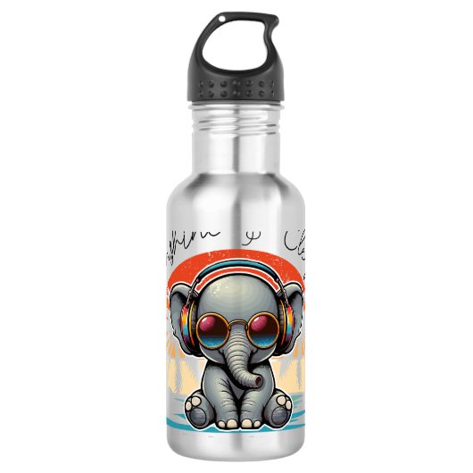 Spring Sunshine en Ele-fun Retro Beach Getaway Waterfles (Voorkant)