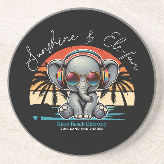 Spring Sunshine en Ele-fun Retro Beach Getaway Zandsteen Onderzetter (Voorkant)