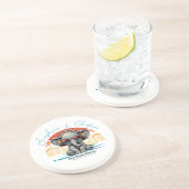 Spring Sunshine en Ele-fun Retro Beach Getaway Zandsteen Onderzetter (Zijkant)