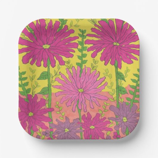 Spring Sunshine Floral Papieren Bordje (Voorkant)