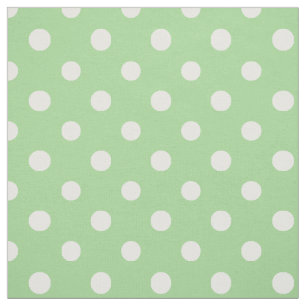 Spring Sunshine White over Green Polka Dots Fabric Stof