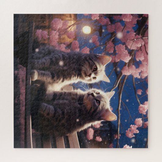 Spring Sweet Cherry Blossoms Kittens Legpuzzel (Horizontaal)