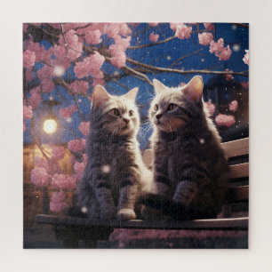 Spring Sweet Cherry Blossoms Kittens Legpuzzel