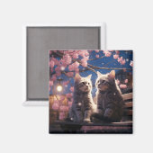 Spring Sweet Cherry Blossoms Kittens Magneet (Voorkant / Achterkant)