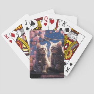 Spring Sweet Cherry Blossoms Kittens Pokerkaarten