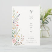 Spring Sweet Wildflowers Branches Wedding Pink Save The Date (Staand voorkant)