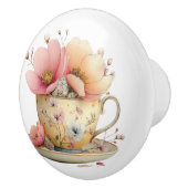 Spring Tea Cup of Tulips Keramische Knop (Rechts)
