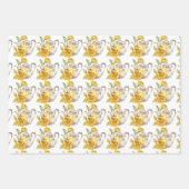 Spring Tea Party Gele theepotten en Rozen Inpakpapier Vel (Voorkant 3)