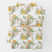 Spring Tea Party Gele theepotten en Rozen Inpakpapier Vel (In situ)