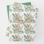 Spring Tea Party Gele theepotten en Rozen Inpakpapier Vel (In situ)